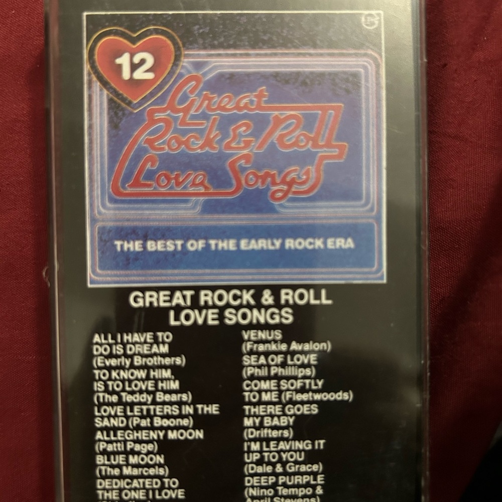 Vintage cassette tape 12 GREAT ROCK &ROLL LOVE SONGS - Best Of TheEarly Rock Era